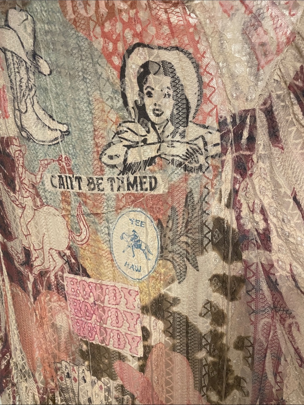 ORIGAMI whimsical Oversized Unique Western Rodeo Graphic Boho Kimono
